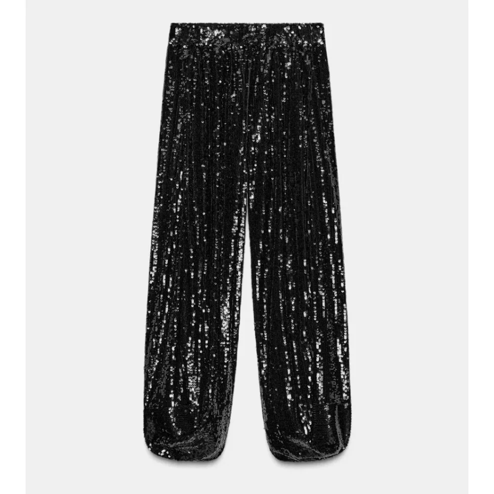 Zara SEQUIN BALLOON PANTS BLACK